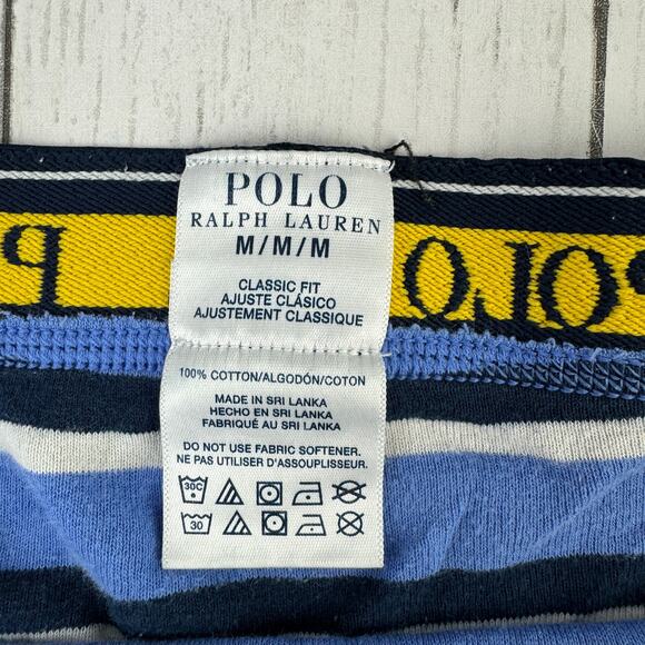 Polo Ralph Lauren Blue Striped Classic-Fit Cotton Boxer Briefs Underwear Medium - Picture 7 of 8